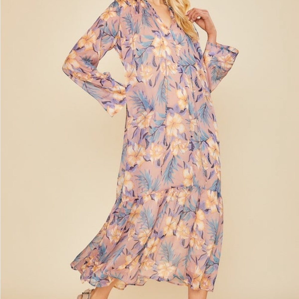 Floral Purple and Yellow Women's Dress